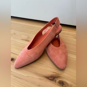 Everlane Coral Suede Slingback Pointed Toe Flats Mules Sz 11